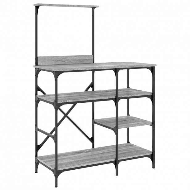 vidaXL Kuchyňský regál šedý sonoma 90x40x132 cm kompozitní dřevo a kov