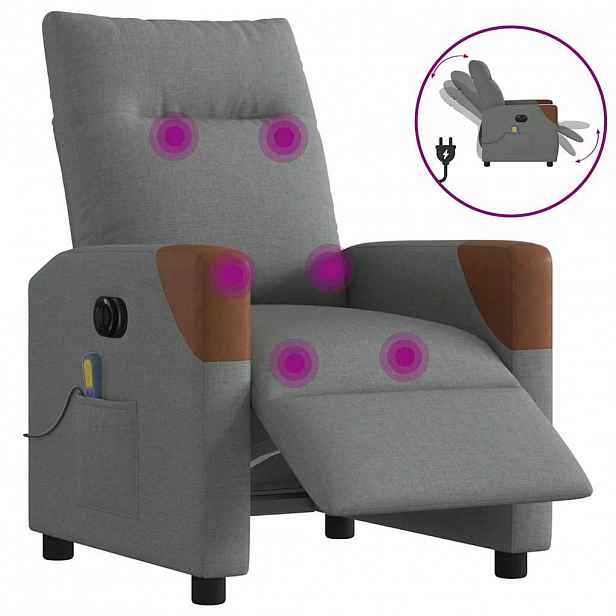 vidaXL Elektrické masážní polohovací křeslo tmavě šedé textil
