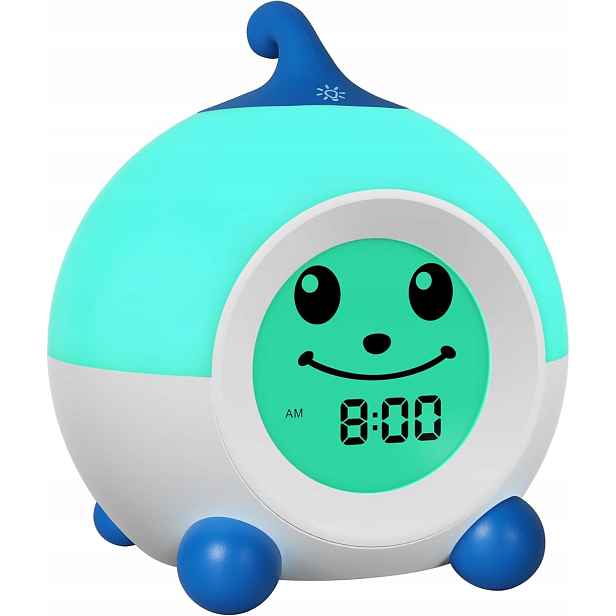 Dětský budík Trenér spánku Noční Lampa Led Snooze Modrý