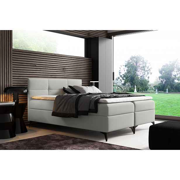 Elegantní postel FLOKI - 160x200, bílá + topper ZDARMA