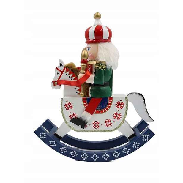 Highlife Vánoční dekorace louskáček na houpacím koni, zelený, 30 cm