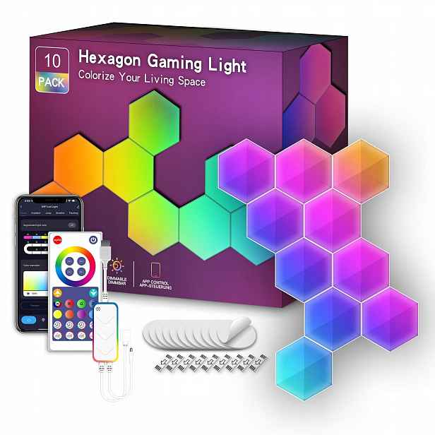 Led Lampa Sada 10 X Panel Hexagon Wifi Smart Tuya Rgb Bílá Inteligentní