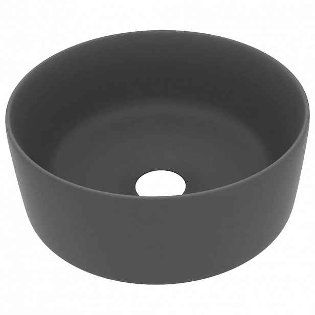 vidaXL Luxusní umyvadlo kulaté matné tmavě šedé 40 x 15 cm keramické