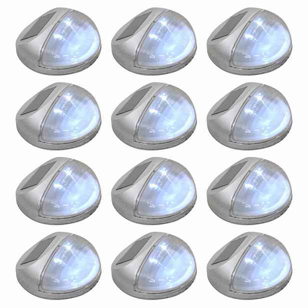 vidaXL Zahradní nástěnné solární lampy LED 12 ks kulaté stříbrné