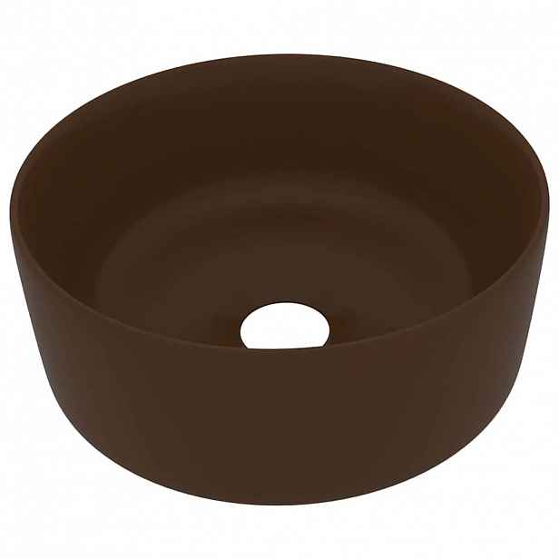 vidaXL Luxusní umyvadlo kulaté matné tmavě hnědé 40 x 15 cm keramické