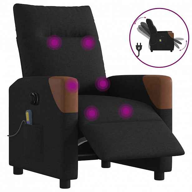 vidaXL Elektrické masážní polohovací křeslo černé textil