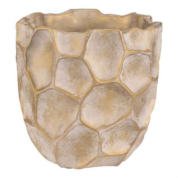 Betonový obal na květiny Plástev, vel. M, š. 21 cm, béžovo-zlatý