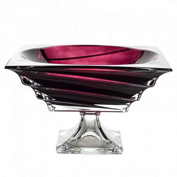 Bohemia Casablanca Burgundy – miska na noze z křišťálového skla 28,5 cm