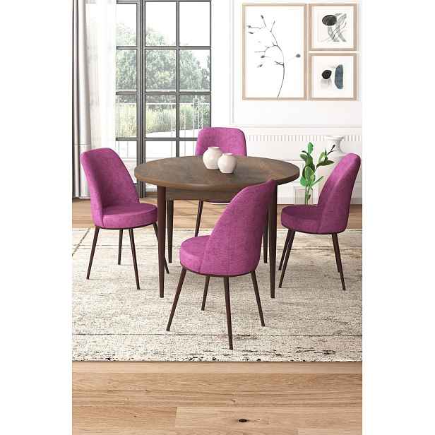 Dining Table & Chairs Set (5 Pieces) Tor - Baroque, Purple