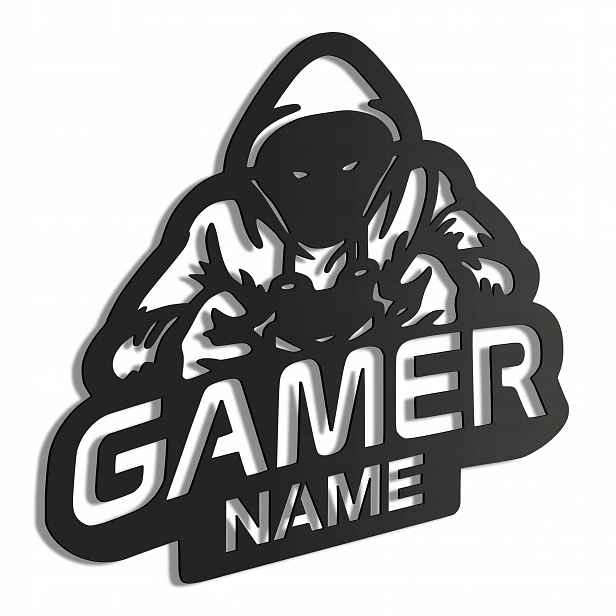 Dřevěný 3D obraz Gamer s vaším jménem Gaming Nástěnná Dekorace Dárek