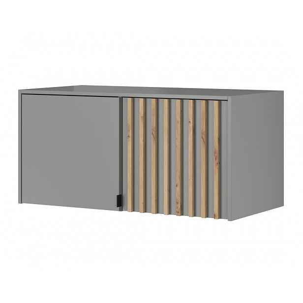 Nástavba na šatní skříň MARFA - šířka 105 cm, šedá / dub artisan