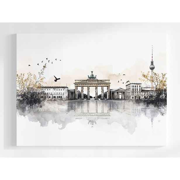 Plakát Město Panorama Berlín Brána Věž Tv Skica 100x75