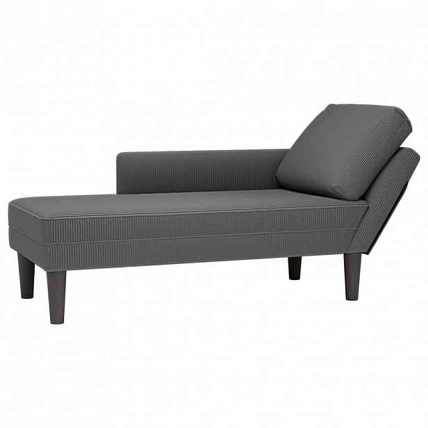 vidaXL Lenoška s polštářem tmavě šedá manšestr textil