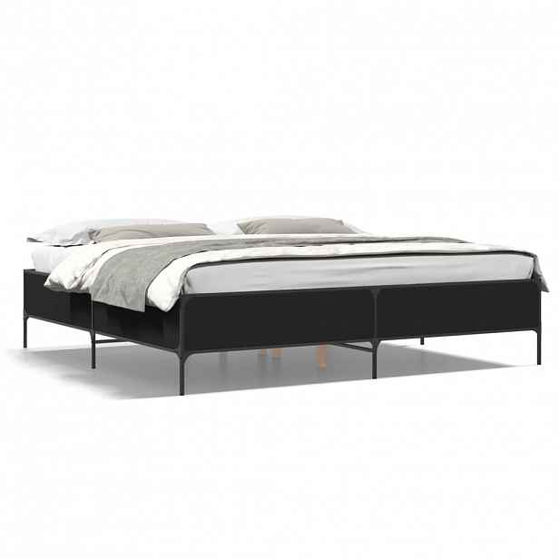 vidaXL Rám postele černý 200 x 200 cm kompozitní dřevo a kov