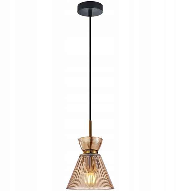 Závěsná stropní lampa, lustr do obývacího pokoje s jantarovým stínidlem Balme