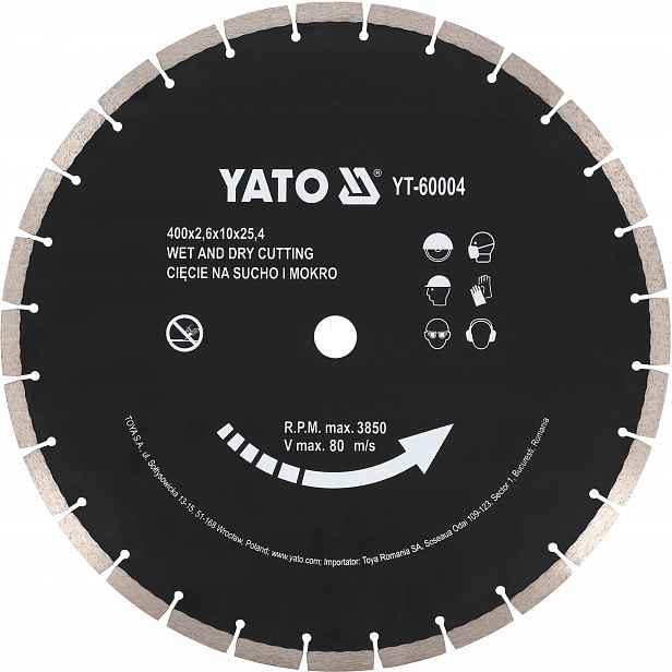 Diamantový Kotouč Na Betonu 400x25,4MM Yato YT-60004