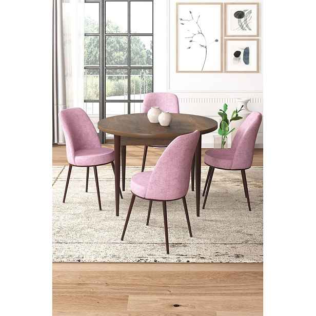 Dining Table & Chairs Set (5 Pieces) Tor - Baroque, Pink