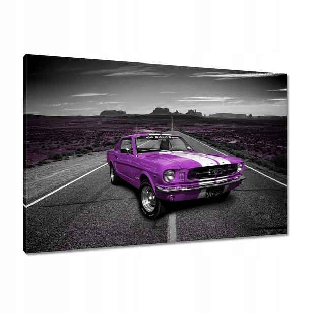 Obrazy 90x60 Fialový Ford Mustang na cestách