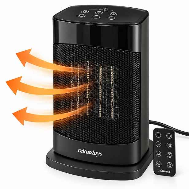 Relaxdays OHŘÍVAČ Černý PTC keramika 1500 W s dálkovým ovládáním