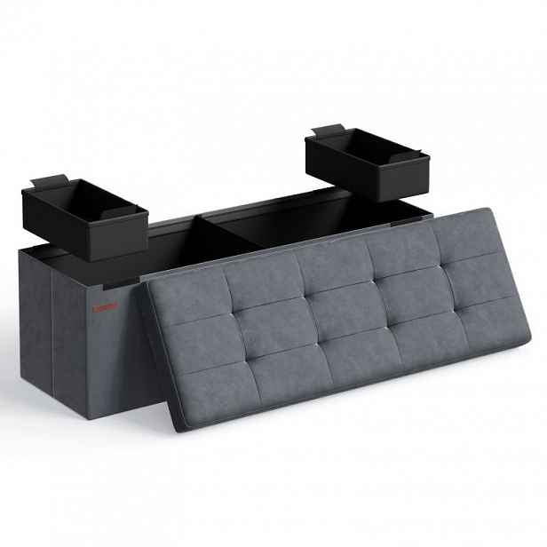 Skládací lavice s úložným prostorem 38 x 110 x 38 cm, šedá