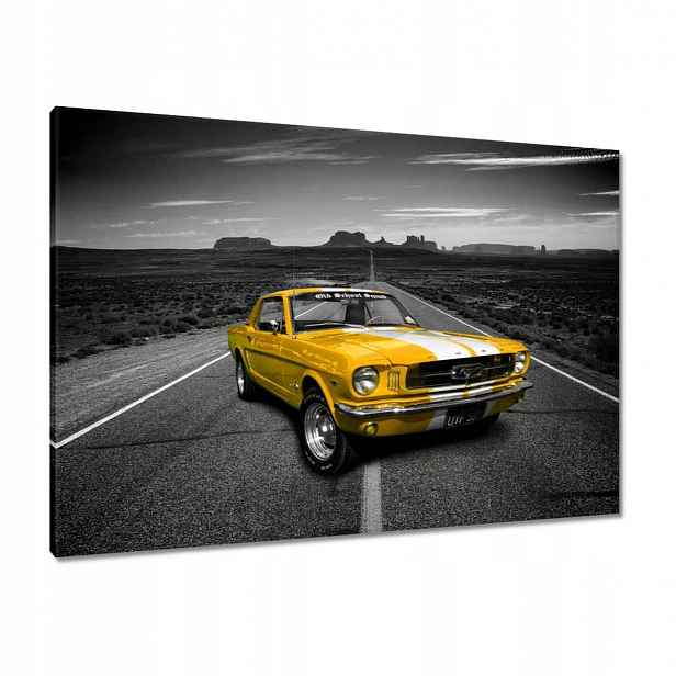 Obrazy 100x70 Oldtimer žlutý Ford Mustang