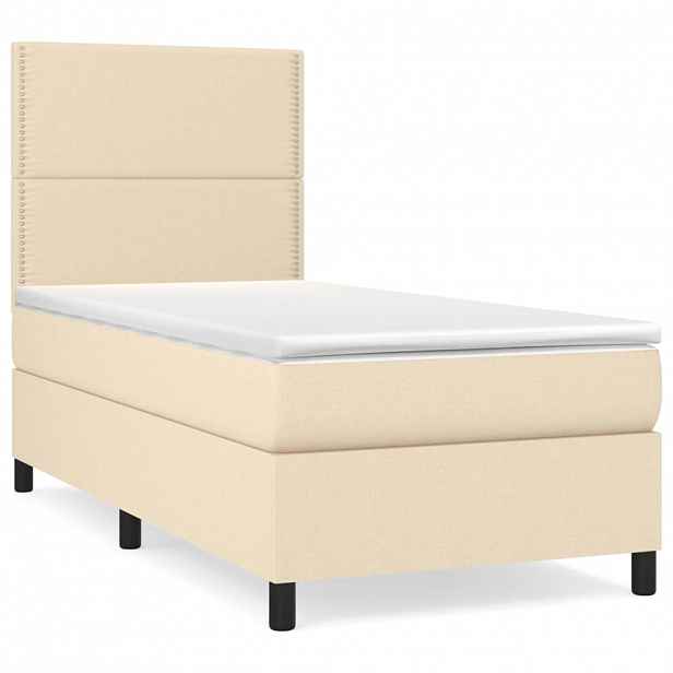 vidaXL Box spring postel s matrací krémová 90x200 cm textil