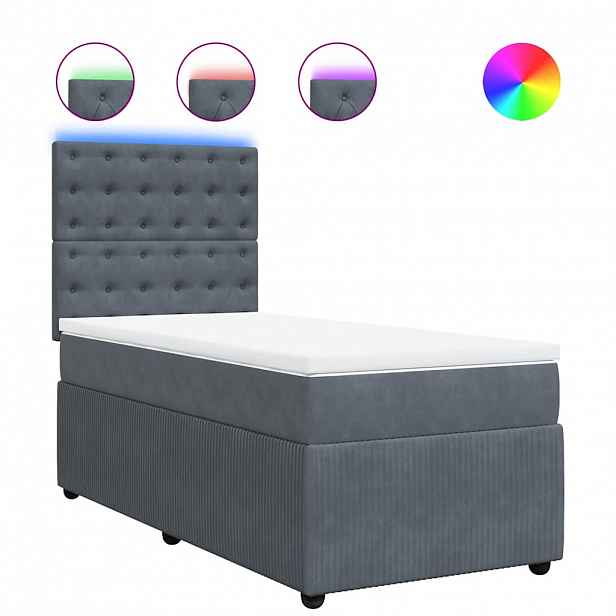 vidaXL Box spring postel s matrací tmavě šedá 80 x 200 cm samet