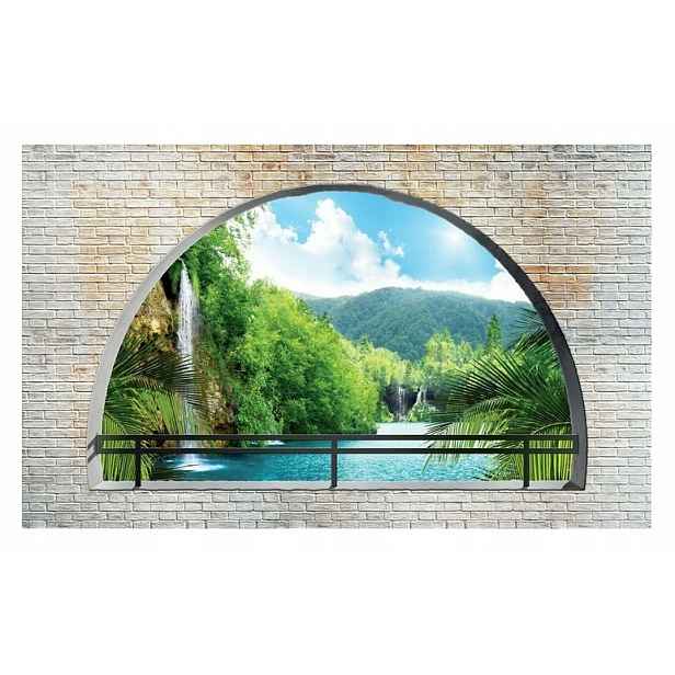 Fototapeta Vodopád Příroda Pohled Jezero Okno 3D Tapeta Na Zeď 368x254