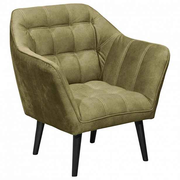 MID.YOU KOKTEJLOVÉ KŘESLO, textil, kompozitní dřevo, olivově zelená