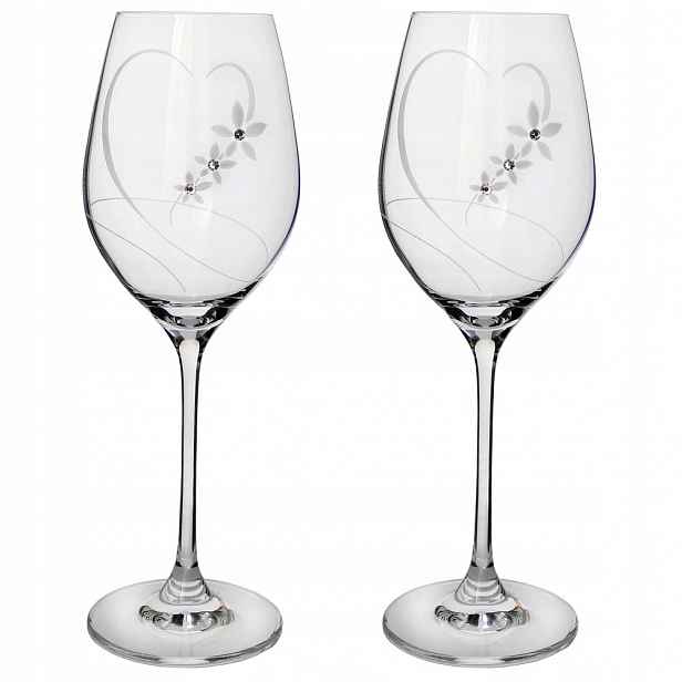 Sklenice na víno s krystaly Preciosa 360 ml srdce 2ks