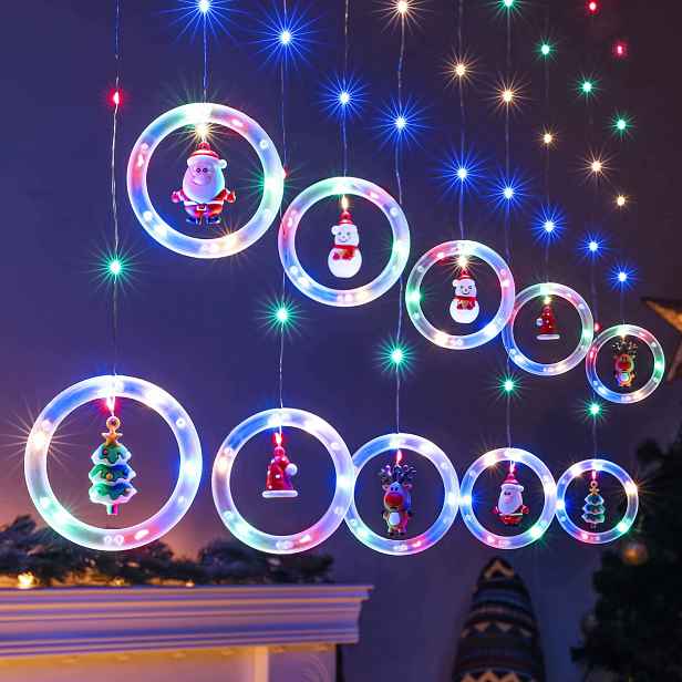 Vánoční okenní Led záclona 3 m s ozdobami, dálkové ovládání, barva Usb