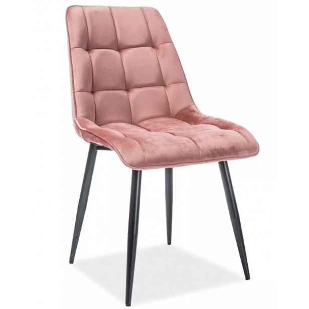 Židle Chic Velvet růžová – černé nohy