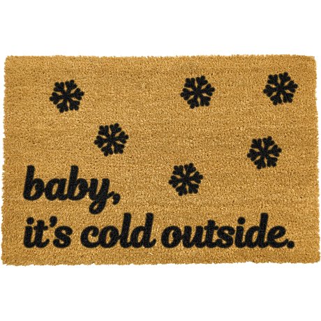 Černá rohožka z přírodního kokosového vlákna Artsy Doormats Baby It's Cold Outside, 40 x 60 cm