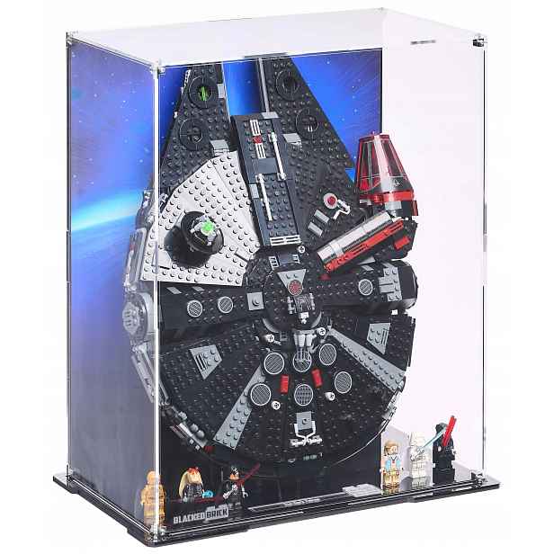 Stojící vitrína s pozadím Blacked Brick pro Lego 75389 Star Wars: Temný sokol