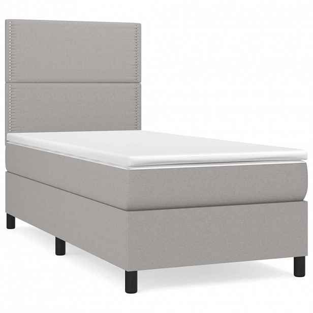 vidaXL Box spring postel s matrací světle šedý 100 x 200 cm textil