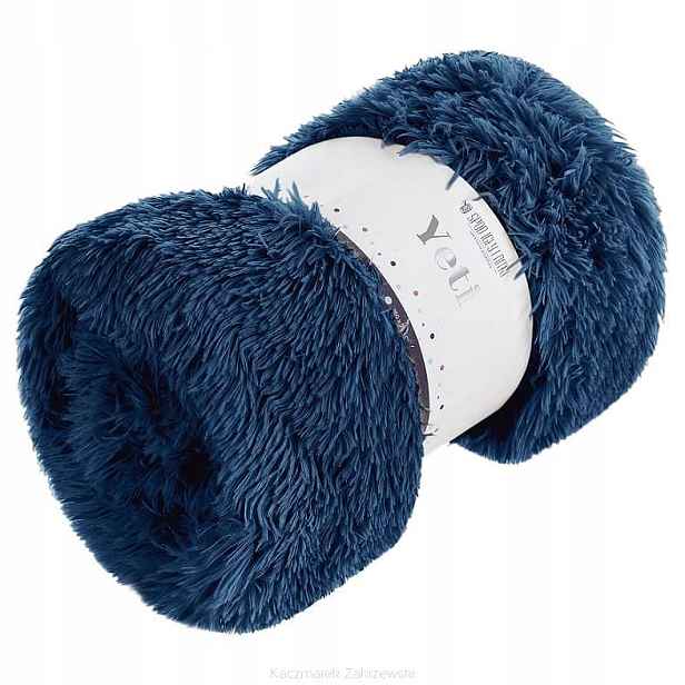 Deka na postel Yeti 200x220 chlupatá s kožešinovou strukturou, tmavě modrá