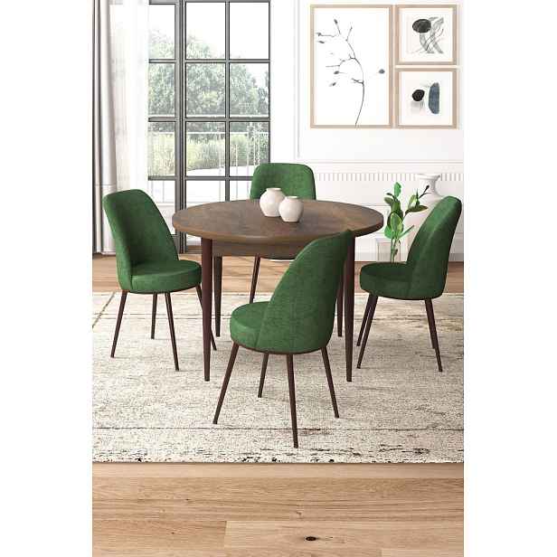 Dining Table & Chairs Set (5 Pieces) Tor - Baroque, Khaki