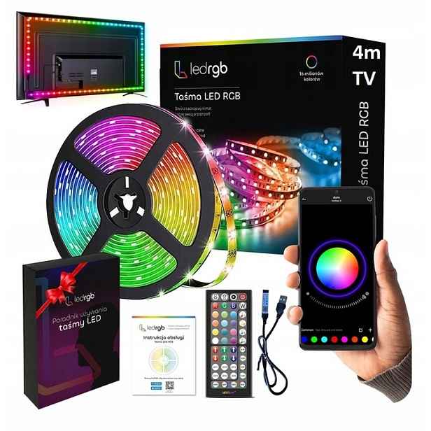 Led pásek Usb 5050 Tv Rgb 4M Led pro televizor Podsvícení Dálkový Ovladač Apka 5V