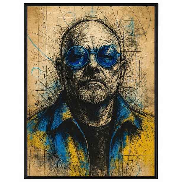 Plakát Rámeček Hliníková Grafika Portrét Skica Muž Kresba 60x80