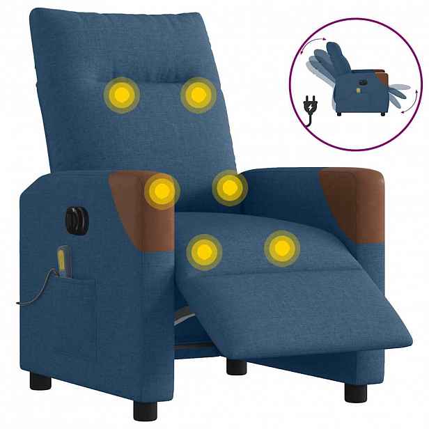 vidaXL Elektrické masážní polohovací křeslo modré textil