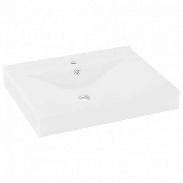 vidaXL Luxusní umyvadlo otvor na baterii matné bílé 60x46 cm keramika