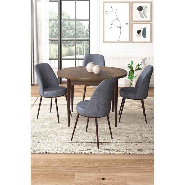 Dining Table & Chairs Set (5 Pieces) Tor - Baroque, Fume
