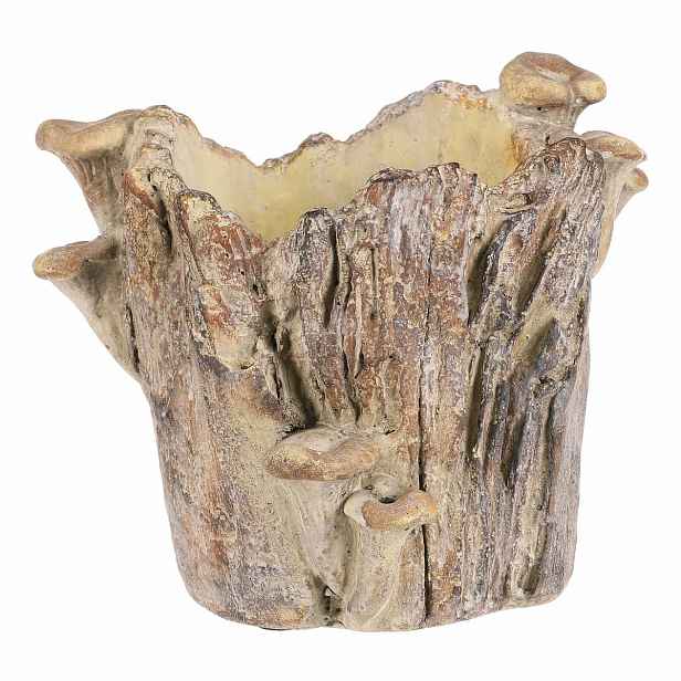 Obal betonový - pařez s houbami, 19 x 17 x 16 cm, 19 cm