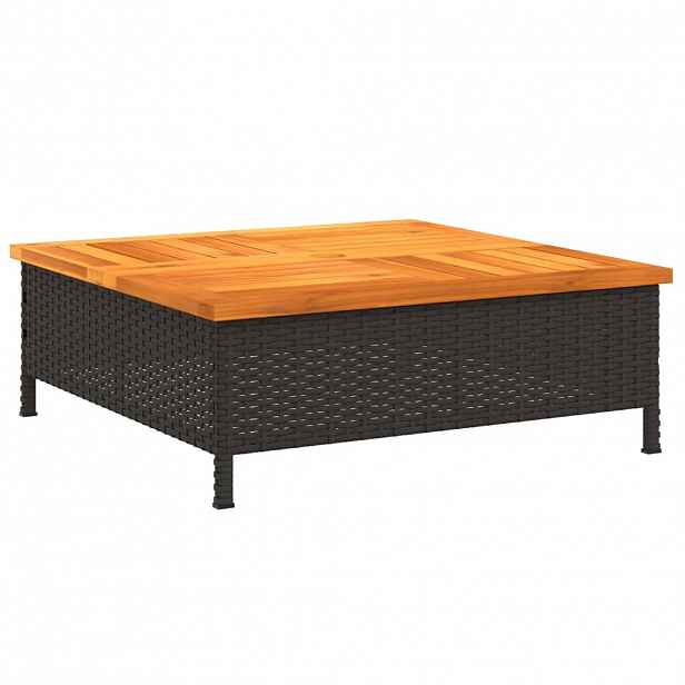 vidaXL Kryt na stojan slunečníku černý 70x70x25 cm polyratan a akácie