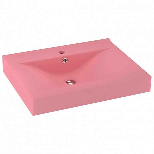 vidaXL Luxusní umyvadlo otvor na baterii matné růžové 60x46cm keramika