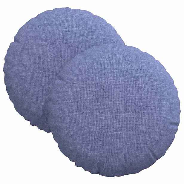 vidaXL Polštáře na sedadla 2 ks Textil Modrá džínovina Ø30 x 13 cm