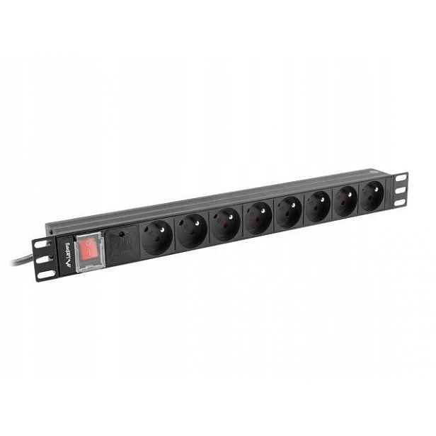 Zásuvková lišta rack Pdu 19 palců 1U 16A 8X 230V Pl 2 černá