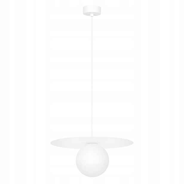 Závěsná lampa bílá skleněná, kulatá, 25 cm do ložnice Kaja