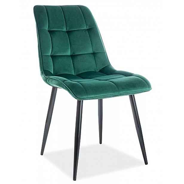 Židle Chic Velvet zelená – černé nohy