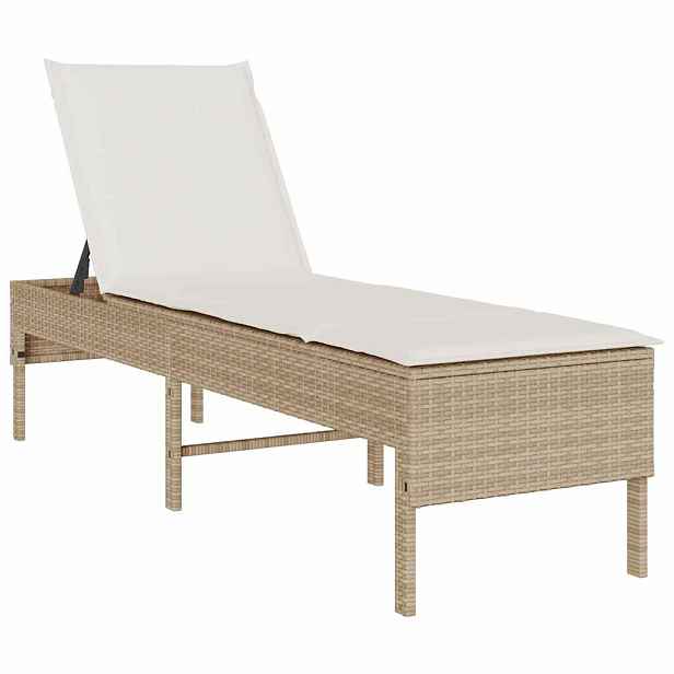 vidaXL Zahradní lehátko s polštářem béžové 55 x 200 x 44 cm polyratan